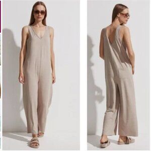 Varley Pelion Jumpsuit Stretch Jersey Sleeveless Women's Medium Taupe Tan